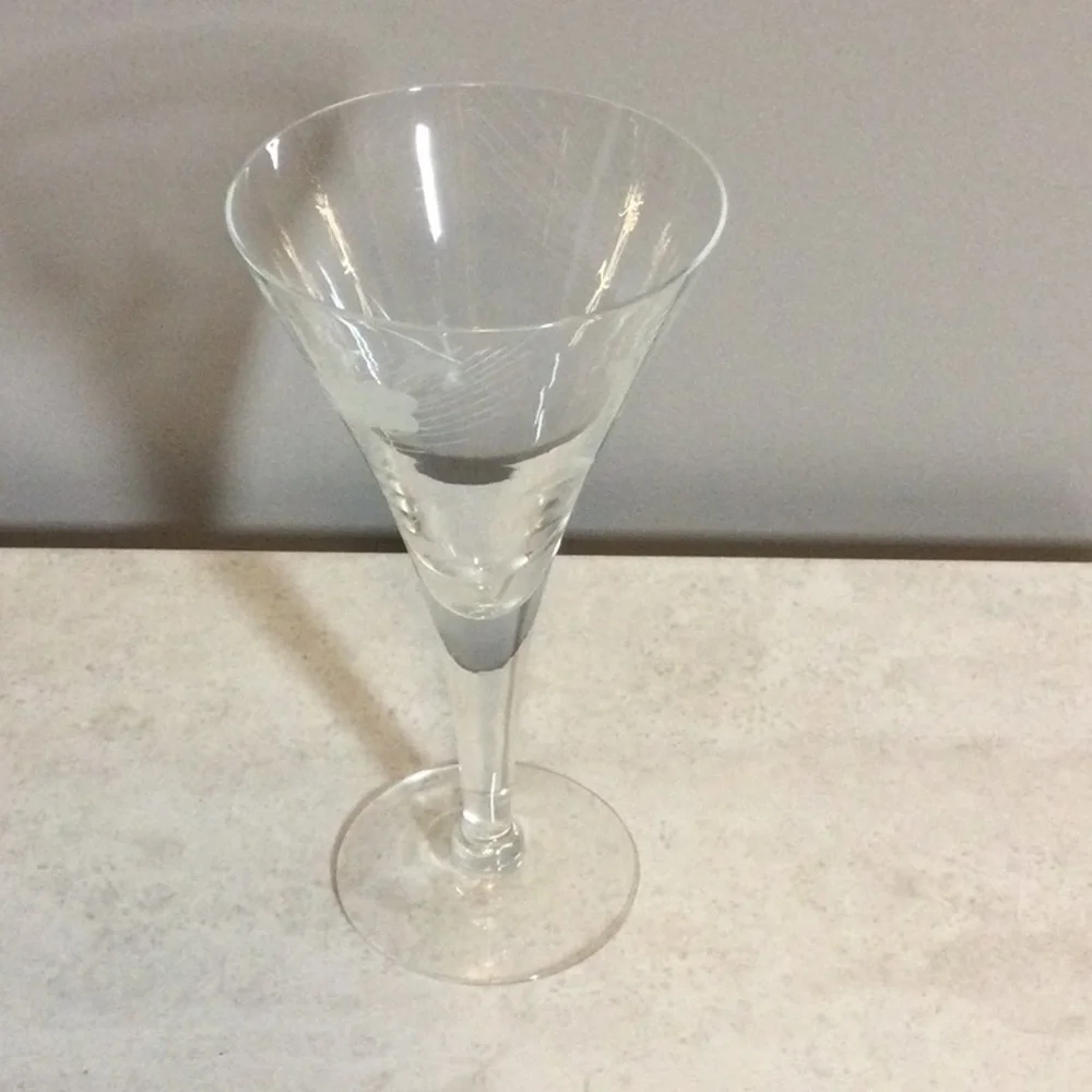 Princess House Clear Etched Glass Wine / Cocktail Glass - Classic Clear